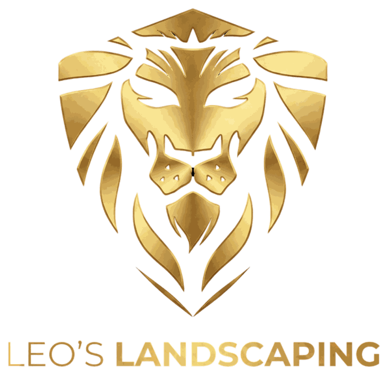 Leo's Landscaping gold lion emblem